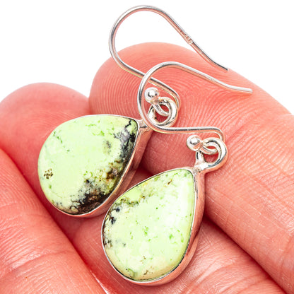 Lemon Chrysoprase Earrings 1 1/4" (925 Sterling Silver) E1805