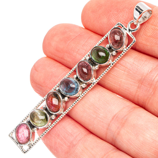 Signature Natural Multi-Tourmaline Pendant 2 3/8" (925 Sterling Silver) P45075