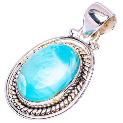 Rare Larimar Pendant 1 1/8" (.925 Sterling Silver)