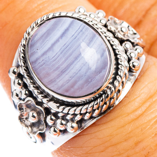 Premium Blue Lace Agate Ring Size 6.75 (.925 Sterling Silver)