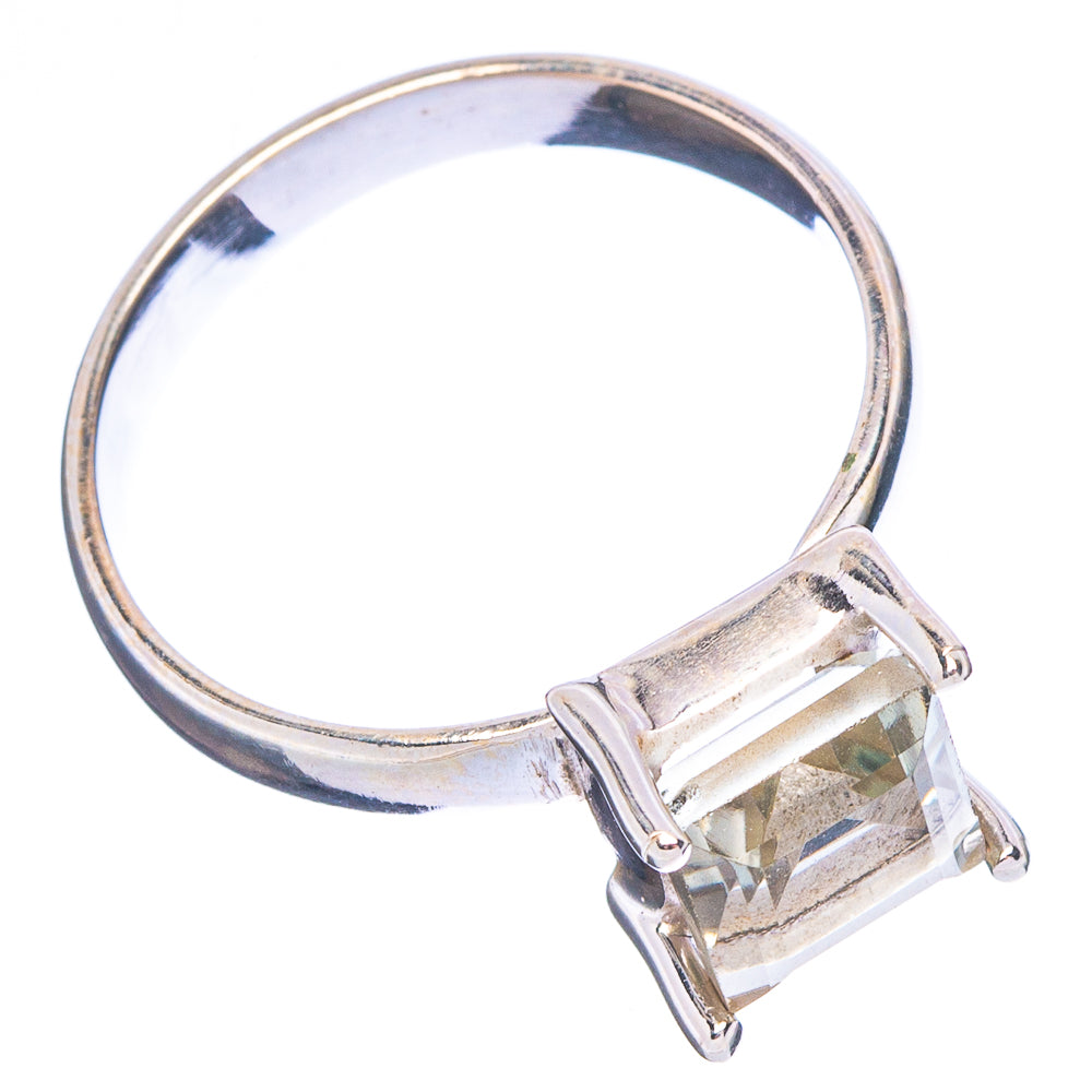 Faceted Green Amethyst Ring Size 8 (.925 Sterling Silver)