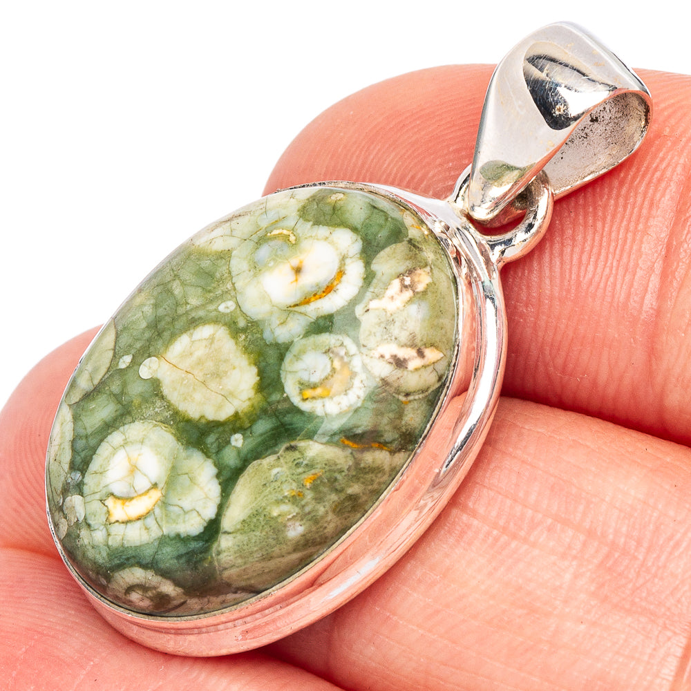 Rainforest Jasper Pendant 1 3/8" (925 Sterling Silver) P44786