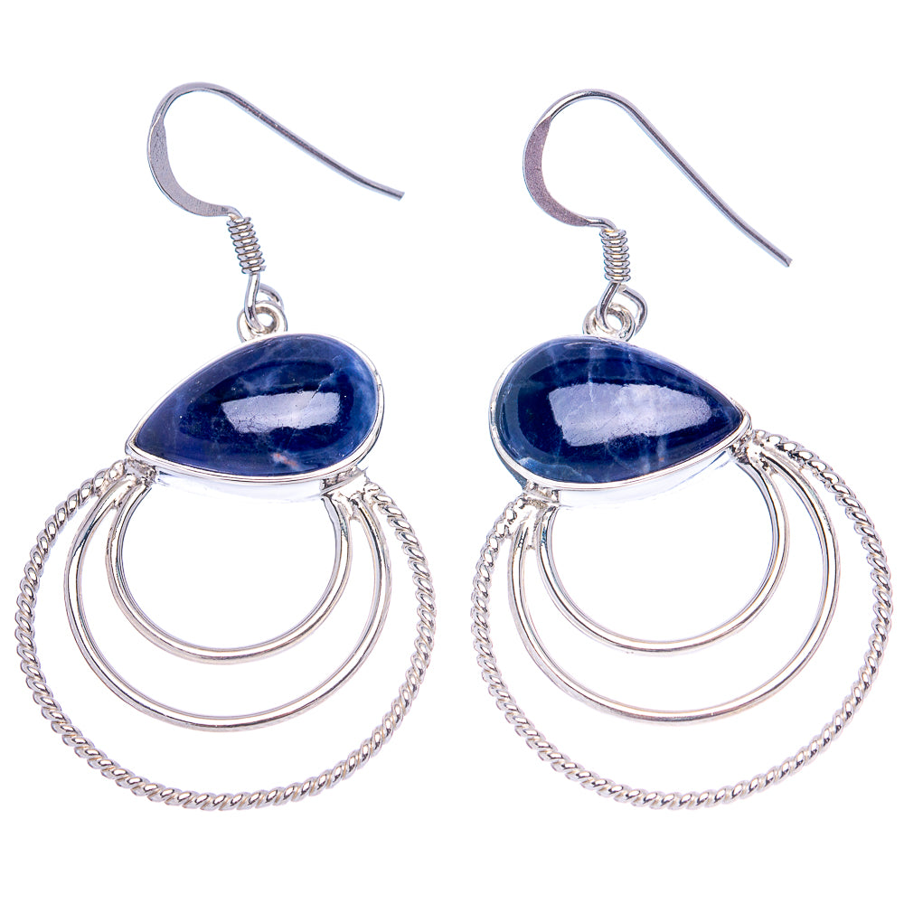 Premium Sodalite Earrings 1 7/8" (.925 Sterling Silver)