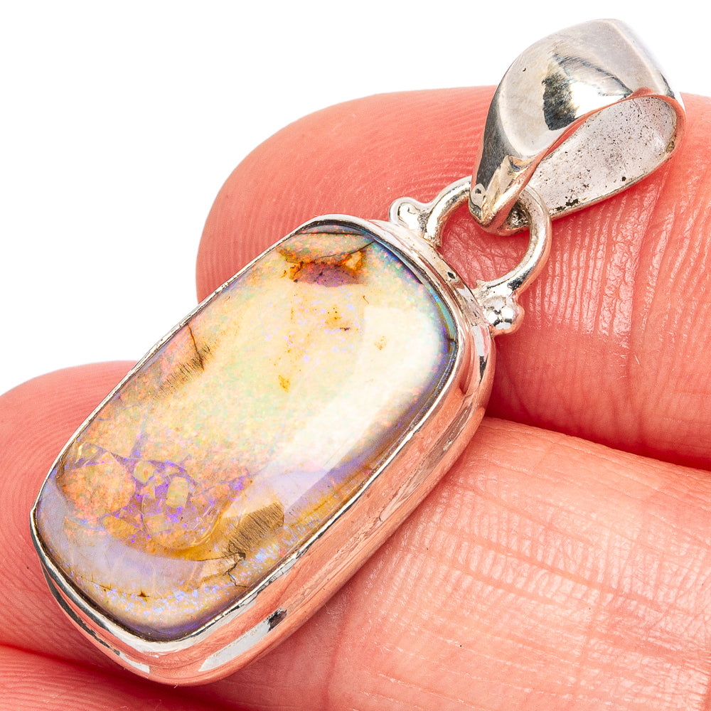 Rare Sterling Opal Pendant 1 3/8" (925 Sterling Silver) P43301