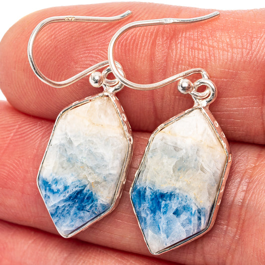 Blue Scheelite Earrings 1 3/8" (.925 Sterling Silver)