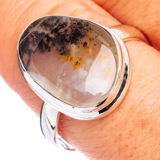 Scenic Dendritic Agate Ring Size 9.75 (.925 Sterling Silver)