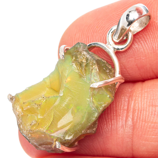 Rare Raw Ethiopian Opal Pendant 1 1/4" (.925 Sterling Silver)