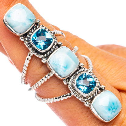 Signature Larimar, Blue Topaz Ring Size 7.5 (925 Sterling Silver) R8123