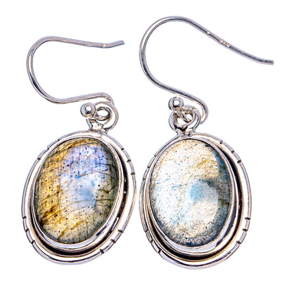 Labradorite Earrings 1 1/4" (.925 Sterling Silver)