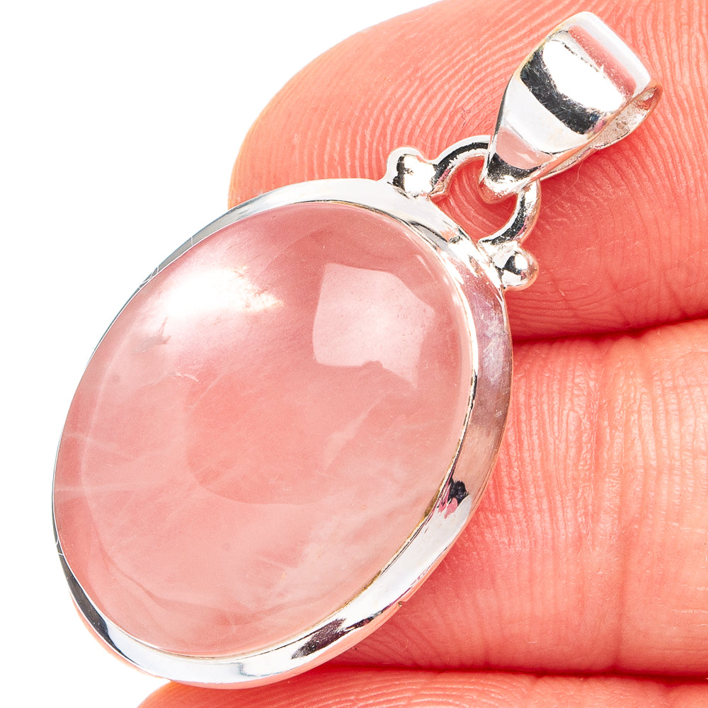 Rose Quartz Pendant 1 1/4" (.925 Sterling Silver)