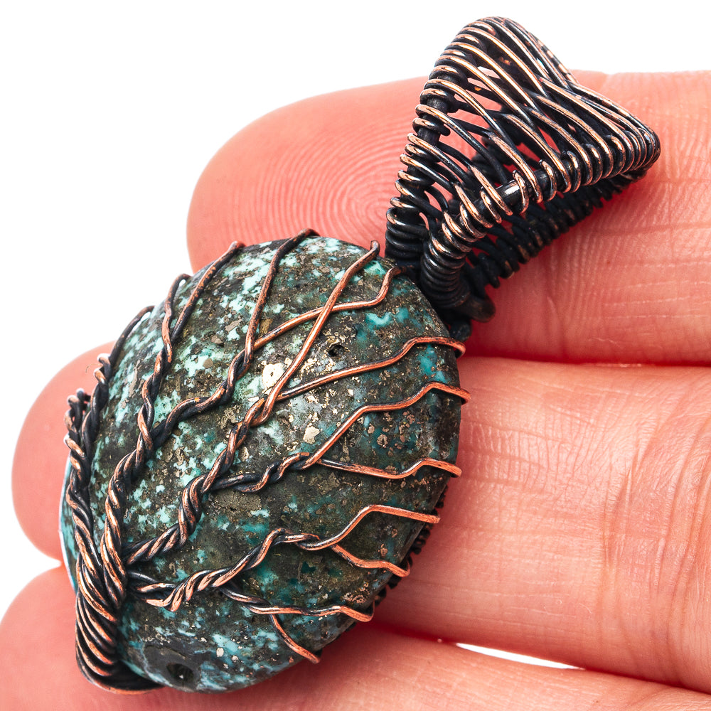 Turquoise Tree of Life Pendant 1 5/8" (Oxidized Copper)