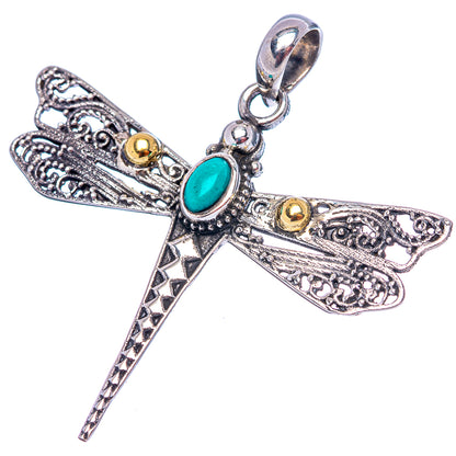 Dainty Turquoise Dragonfly Pendant 1 5/8" (.925 Sterling Silver)