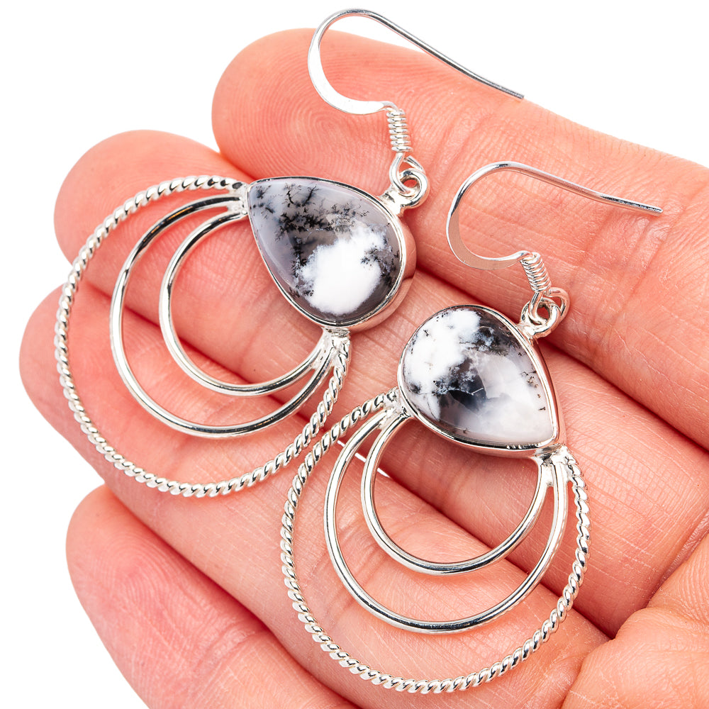 Premium Dendritic Agate Earrings 1 7/8" (.925 Sterling Silver)