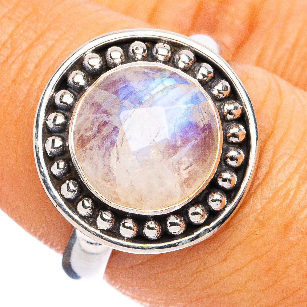 Rainbow Moonstone Ring Size 7.5 (925 Sterling Silver) R8303