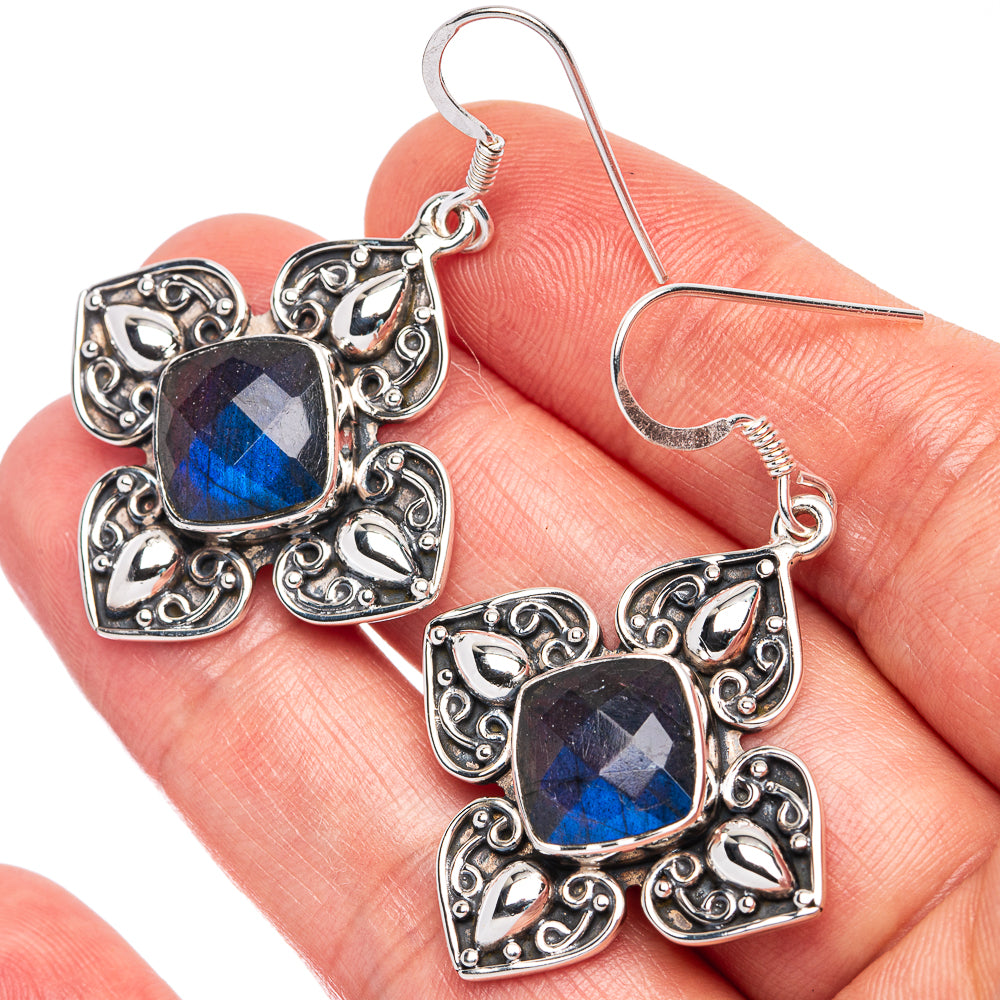 Signature  Labradorite Earrings 1 7/8" (925 Sterling Silver) E2490