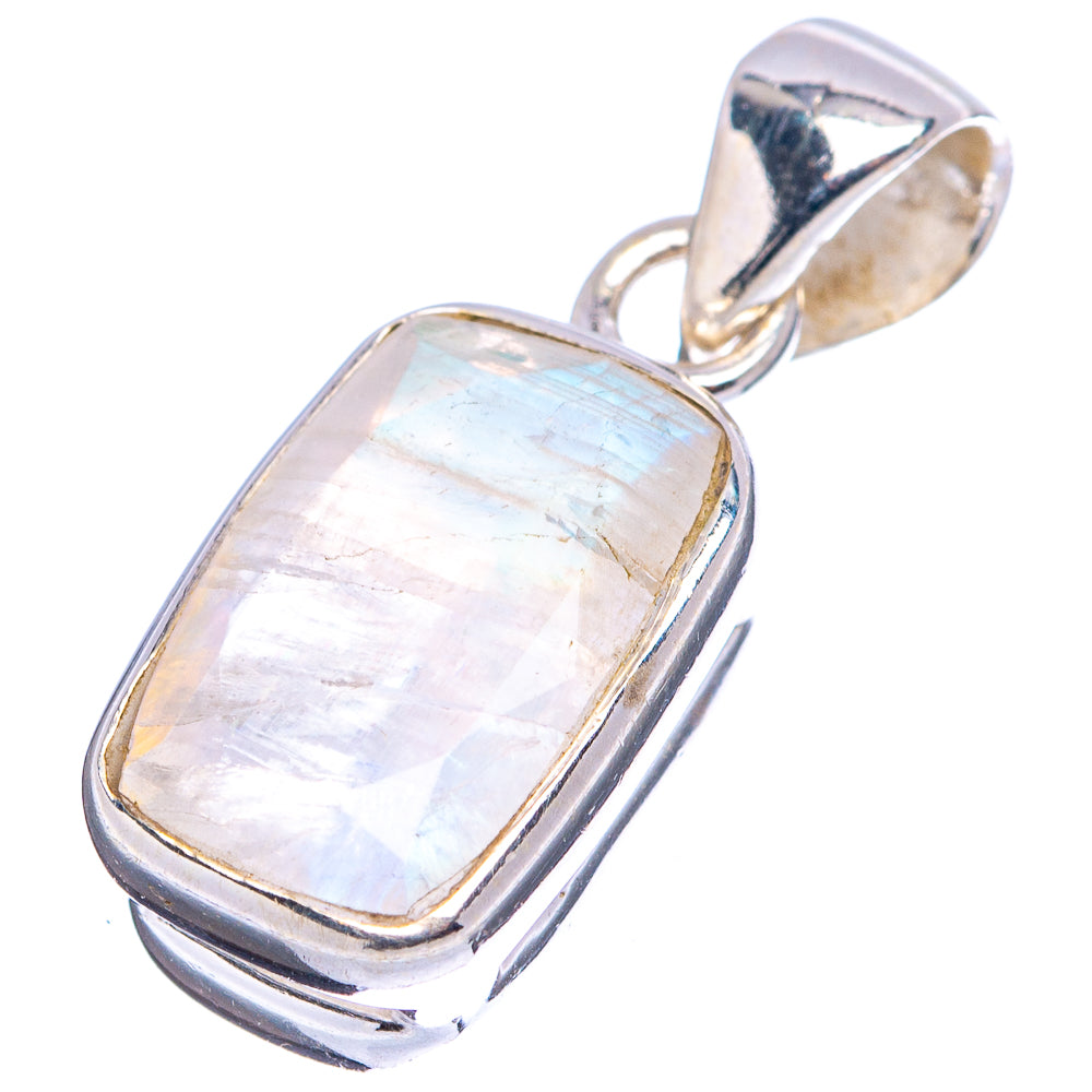 Faceted Rainbow Moonstone Pendant 7/8" (.925 Sterling Silver)