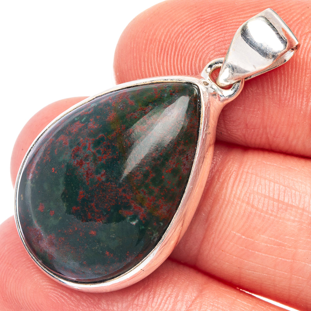 Bloodstone Pendant 1 3/8" (925 Sterling Silver) P44831