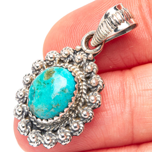 Mohave Turquoise Native Style Pendant 1 3/8" (.925 Sterling Silver)