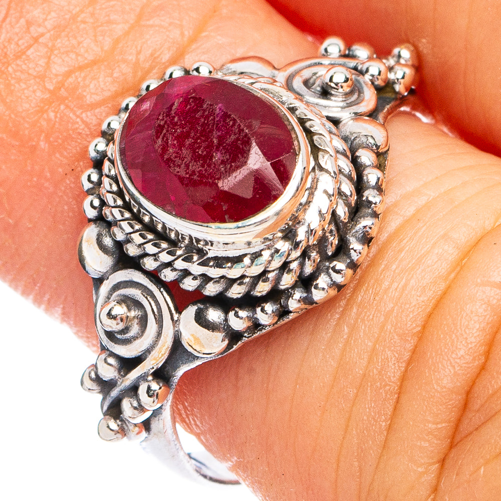 Dainty Red Sillimanite Ring Size 6.25 (925 Sterling Silver) R8656