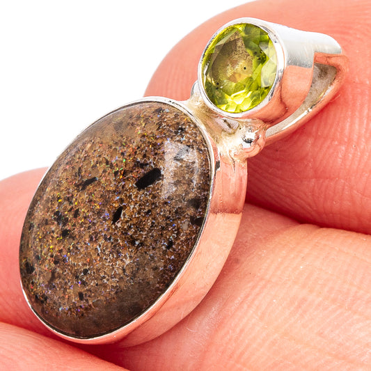 Matrix Opal, Peridot Pendant 7/8" (925 Sterling Silver) P44992