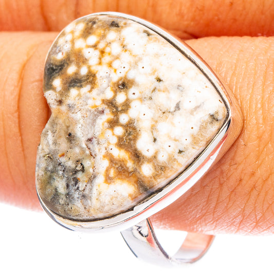 Ocean Jasper Heart Ring Size 11.5 (925 Sterling Silver) R6871