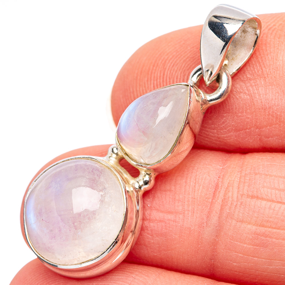 Rainbow Moonstone Pendant 1 3/8" (.925 Sterling Silver)