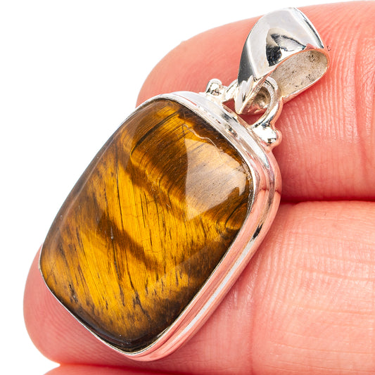 Tiger Eye Pendant 1 1/4" (.925 Sterling Silver)