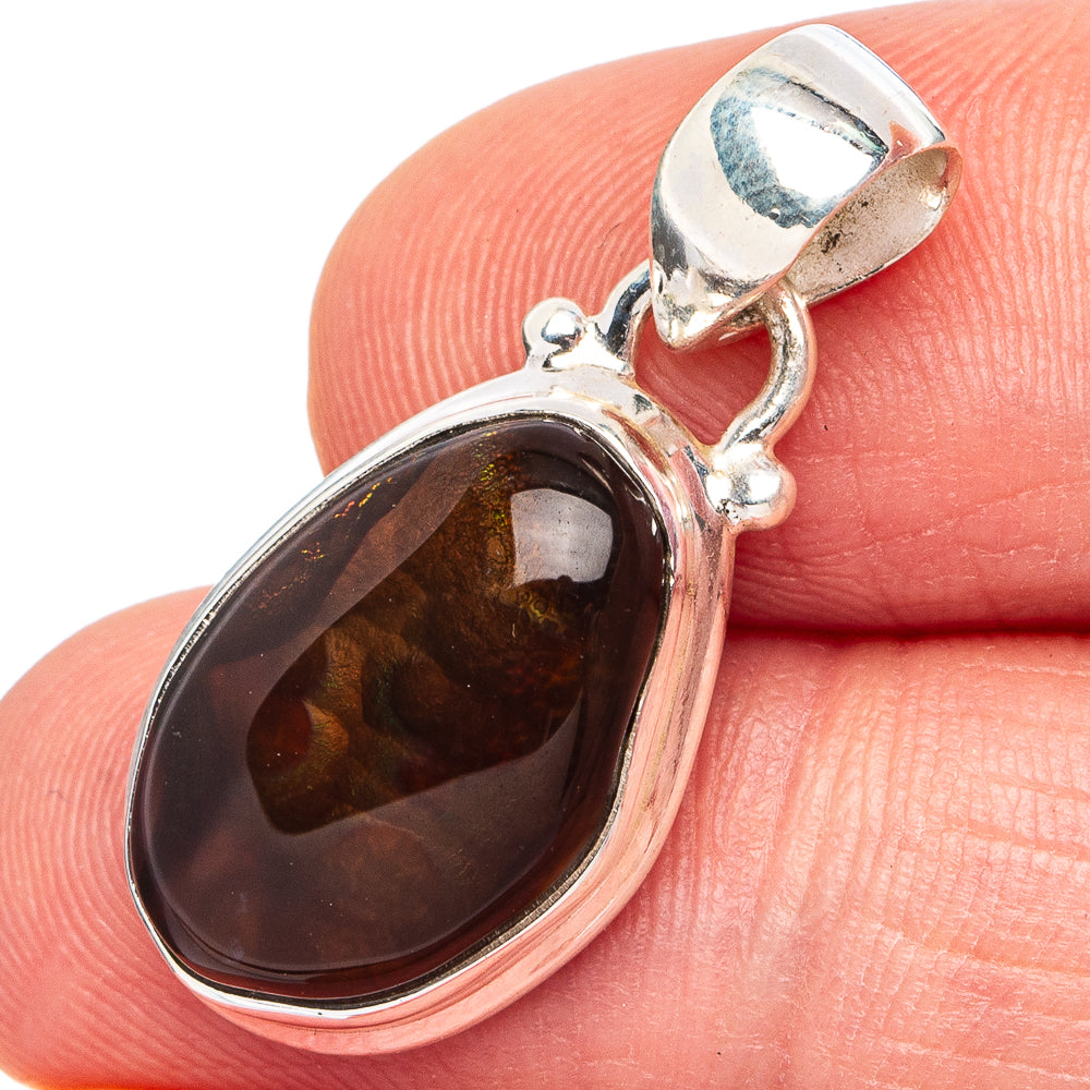 Rare Mexican Fire Agate Pendant 1 1/8" (.925 Sterling Silver)