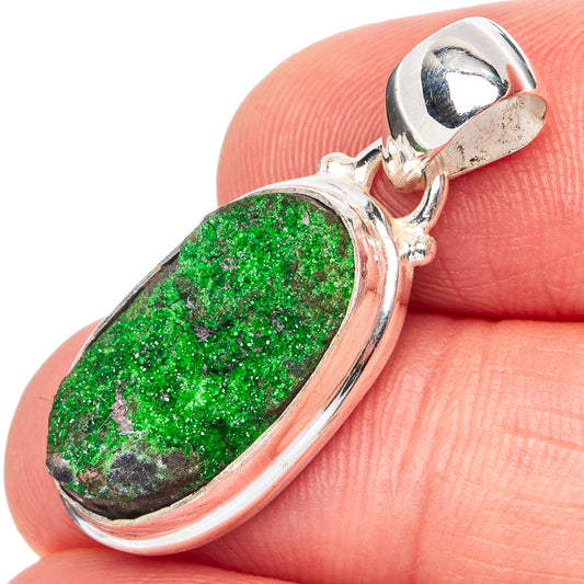 Rare Uvarovite Garnet Pendant 1 1/4" (.925 Sterling Silver)