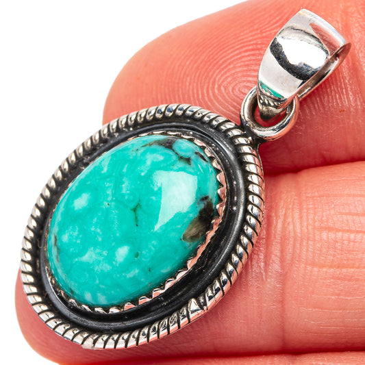 Rare Kingman Turquoise Pendant 1 3/8" (.925 Sterling Silver)