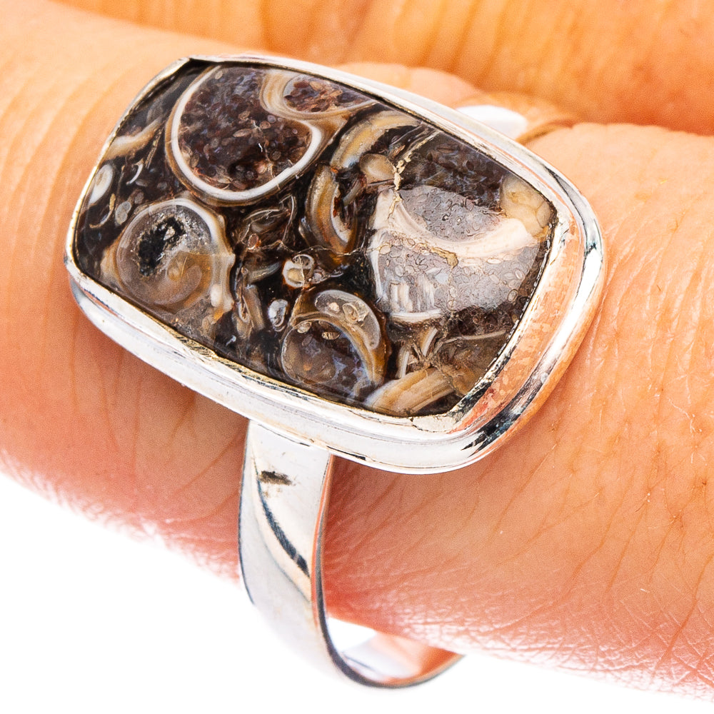 Turritella Agate Ring Size 9.75 (.925 Sterling Silver)