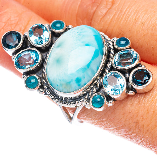 Signature Larimar, Blue Topaz Ring Size 9 (925 Sterling Silver) R2552