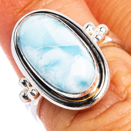 Rare Larimar Ring Size 6.5 (.925 Sterling Silver)