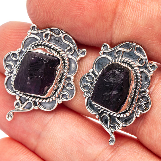 Amethyst 925 Sterling Silver Earrings 1" (925 Sterling Silver) E2144