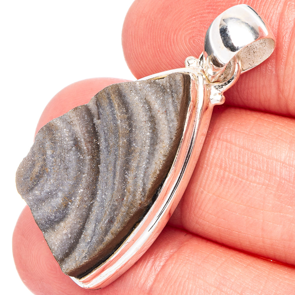 Desert Rose Druzy Pendant 1 1/2" (.925 Sterling Silver)