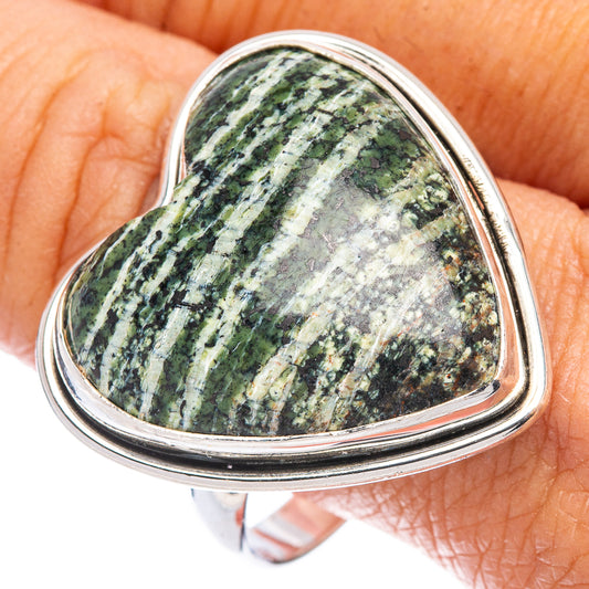 Green Swiss Opal Heart Ring Size 13 (925 Sterling Silver) R7416