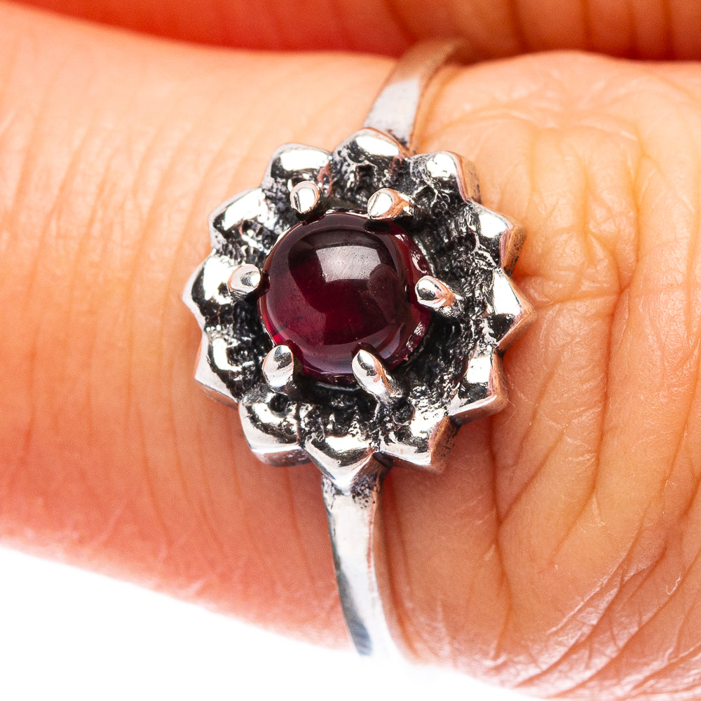 Dainty Garnet Ring Size 7 (.925 Sterling Silver)