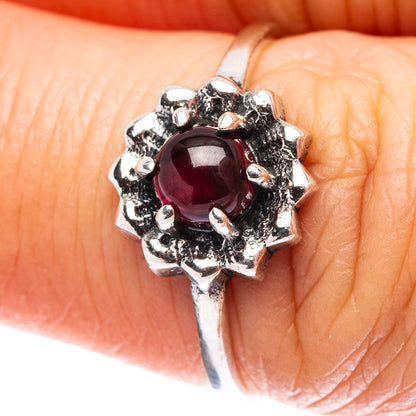 Dainty Garnet Ring Size 7 (.925 Sterling Silver)