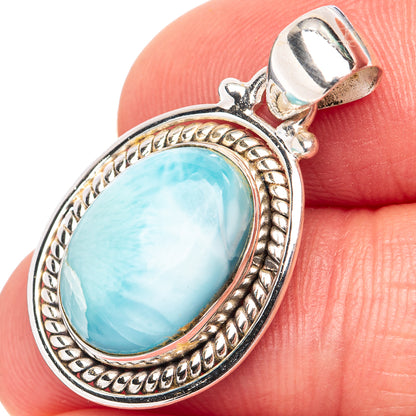 Rare Larimar Pendant 1 1/8" (.925 Sterling Silver)