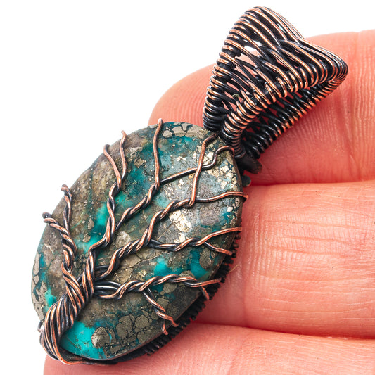 Turquoise Tree of Life 1 5/8" (Oxidized Copper)