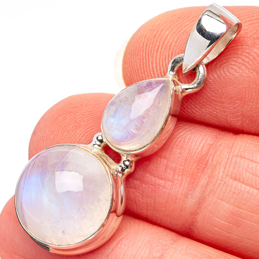 Rainbow Moonstone Pendant 1 3/8" (.925 Sterling Silver)