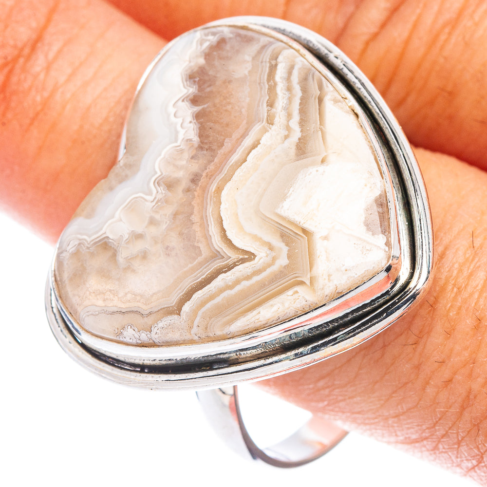 Large Botswana Agate Heart Ring Size 12.75 (925 Sterling Silver) R7468