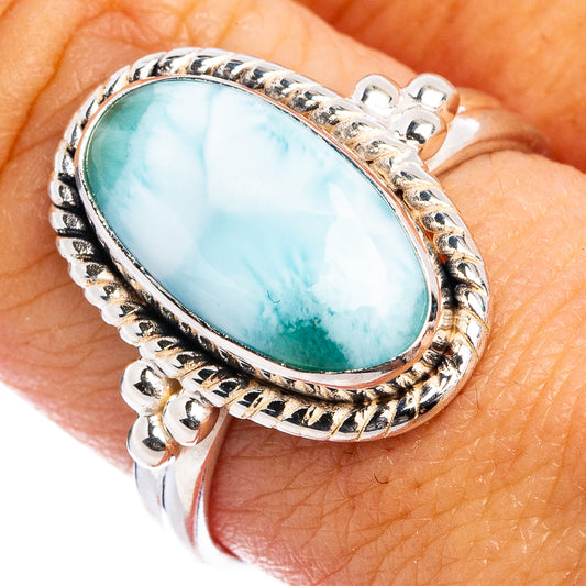 Rare Larimar Ring Size 8.25 (.925 Sterling Silver)