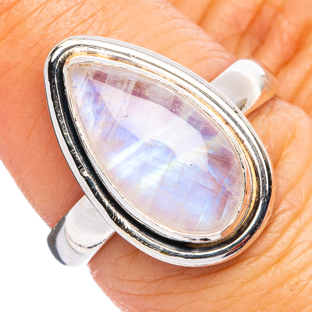 Rainbow Moonstone Ring Size 7 (.925 Sterling Silver)