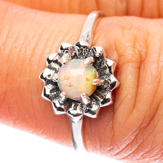 Dainty Ethiopian Opal Ring Size 7 (.925 Sterling Silver)