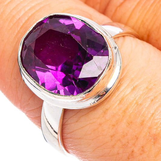 Lab Created Faceted Alexandrite Ring Size 8.75 (.925 Sterling Silver)