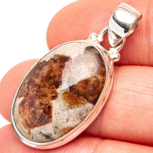 Spessartine Garnet In Limestone Pendant 1 3/8" (.925 Sterling Silver)