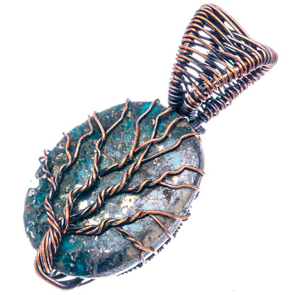 Turquoise Tree of Life Pendant 1 3/4" (Oxidized Copper)