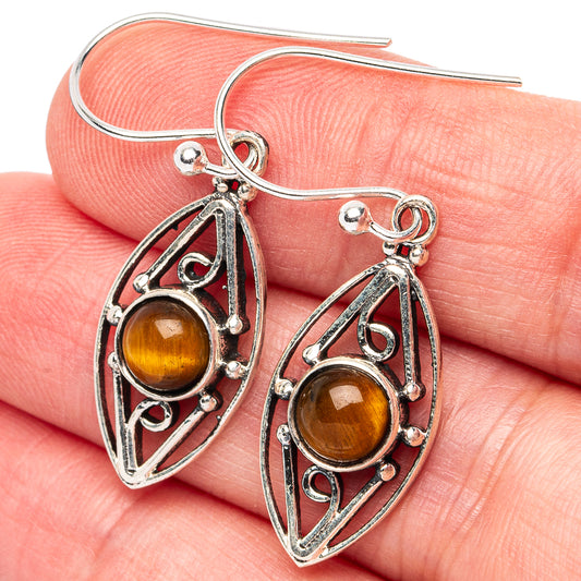 Tiger Eye Earrings 1 1/2" (925 Sterling Silver) E2991