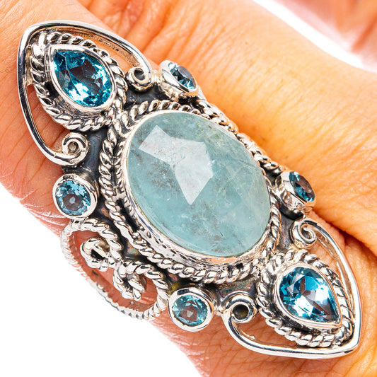 Signature Aquamarine, Blue Topaz Ring Size 8 (925 Sterling Silver) R8112